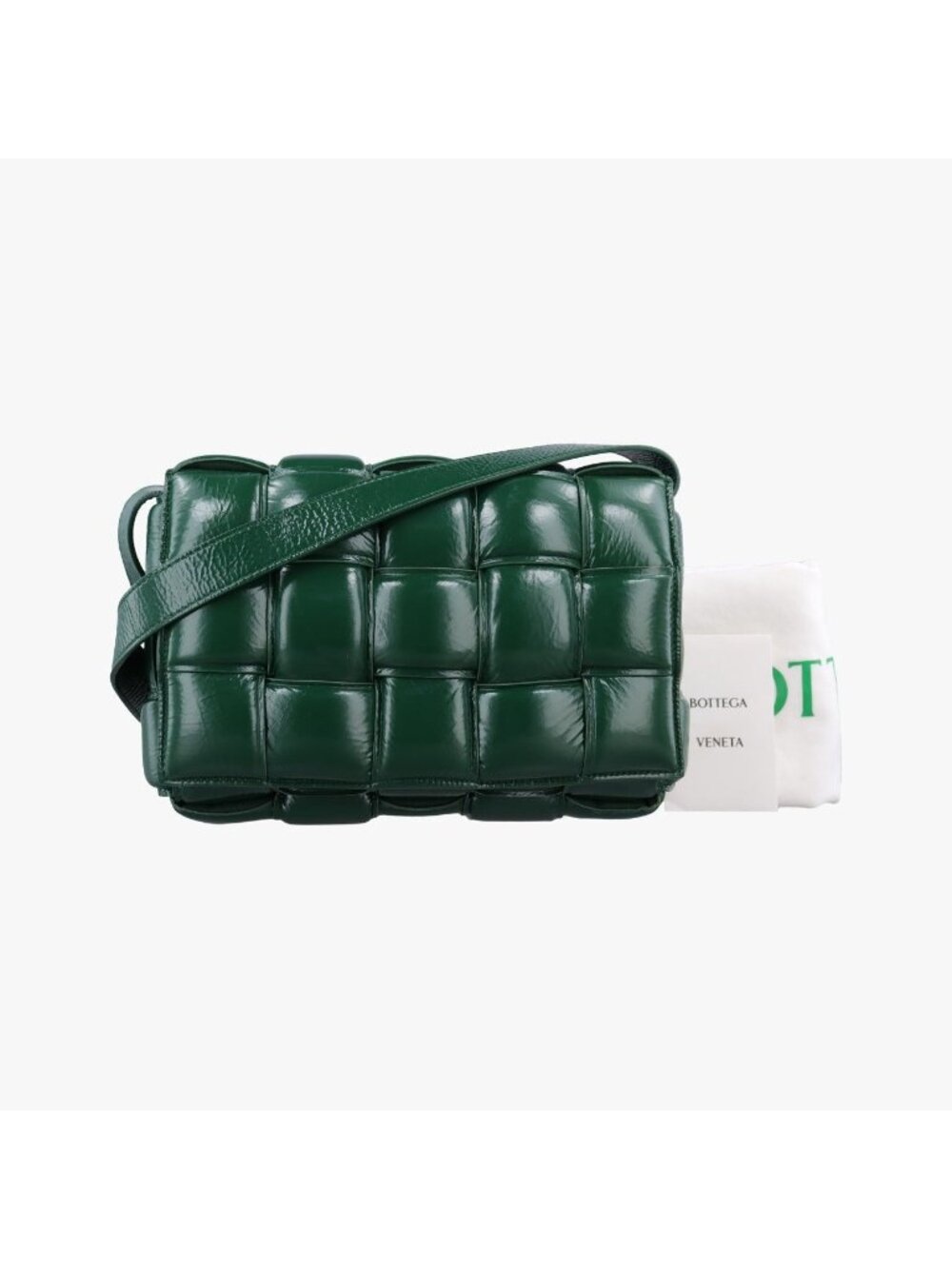 Bottega Veneta Padded Cassette Green Lambskin Shoulder Bag